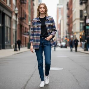 PATAGONIA Long Sleeve FJORD Flannel Shirt Cabin Time Stone Blue - Medium